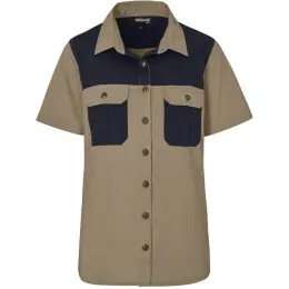 Ladies Short Sleeve Serengeti 2-Tone Bush Shirt Stone Front